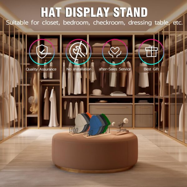 Hat Organizer for Baseball Caps-2 PacK | Wood & Metal Hat Ra...