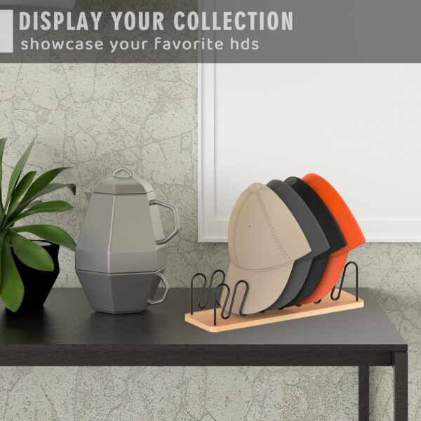 Hat Organizer for Baseball Caps-2 PacK | Wood & Metal Hat Ra...