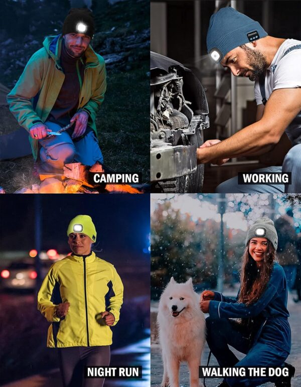 Wmcaps Bluetooth Beanie with a Light, Unisex USB Rechargeabl...