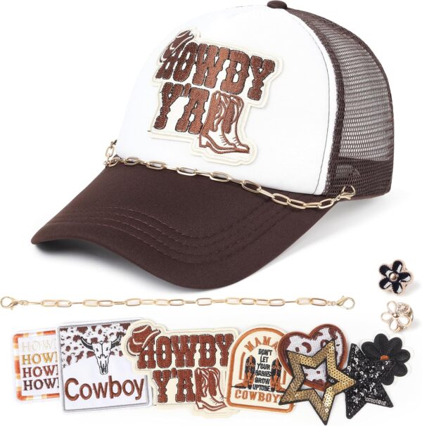 Meneng Western Brown Trucker Hat: Men Women Adjustable Snapb...