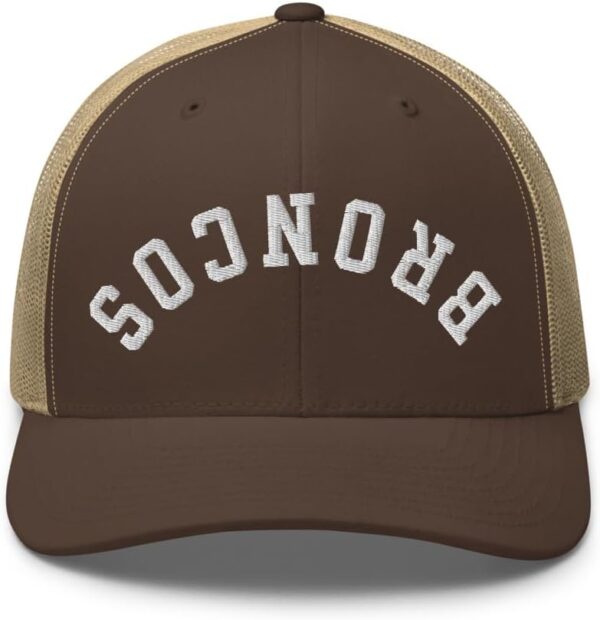 NX Upside Down Broncos Embroidered Curved Bill Trucker Hat M...